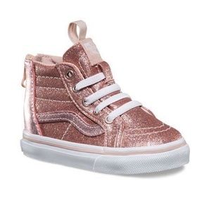 Vans SK8T Pink Glitter Toddler Girl High Tops